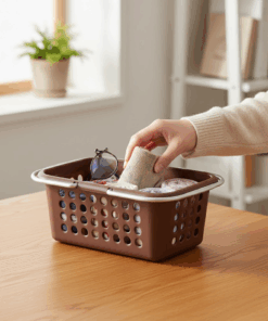 Alternative view of Giỏ nhựa đựng đồ có quai xách cỡ trung Inomata màu nâu Nội địa Nhật Bản