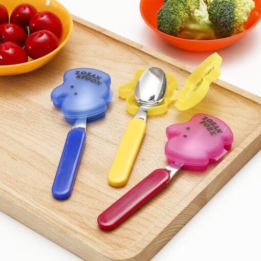 Thìa inox cho bé kèm hộp đựng hình thú NAKAYA Hàng nội địa Nhật Bản