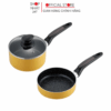 Set 2 nồi chảo KOKUBO KAKUSE 16cm kèm nắp đậy dùng được bếp từ màu vàng Nhật Bản
