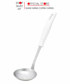 Muôi lỗ cỡ nhỏ KAI (trắng) – Đầu inox, cán PP, rửa máy rửa chén thuận tiện