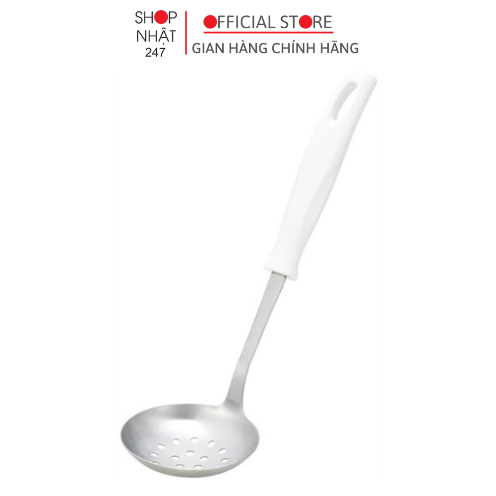 Muôi lỗ cỡ nhỏ KAI (trắng) – Đầu inox, cán PP, rửa máy rửa chén thuận tiện 1 Muôi lỗ cỡ nhỏ KAI (trắng) – Đầu inox, cán PP, rửa máy rửa chén thuận tiện