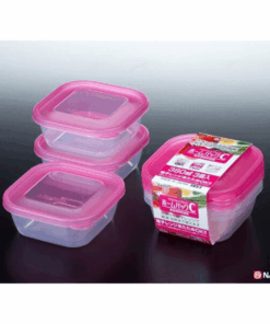 Alternative view of Set 3 hộp thực phẩm 300ml nắp hồng Nội địa Nhật Bản