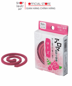 Hộp 4 nhang đuổi muỗi hương hoa hồng Aroma, hương đuổi muỗi và côn trùng kèm đế cắm nhang Nhật Bản - Kokubo