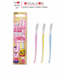 Set 3 dao cạo lông mày Pretty KAI cán dài uốn theo dáng lông mày nội địa Nhật Bản - Kokubo