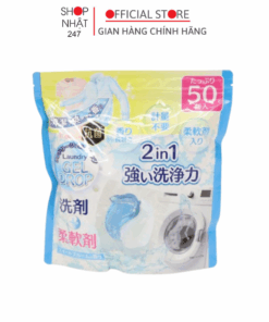 Viên giặt xả quần áo Hiro xanh 2in1 túi 50 viên Nội địa Nhật Bản