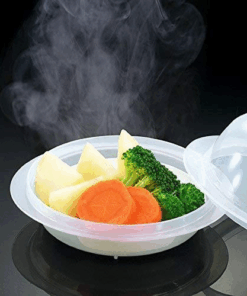 Alternative view of Cách sử dụng Hộp đựng hấp thực phẩm trong lò vi sóng có nắp đậy để hấp rau & cá mềm ngon