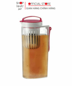 Bình nước 2L có khay tách bã trà màu hồng Nội địa Nhật Bản