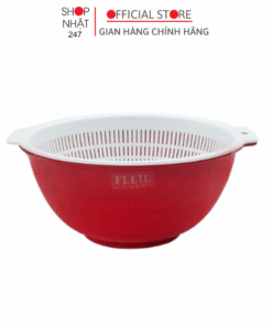 Set chậu, rổ Nakaya 1,5L màu đỏ Nội địa Nhật Bản