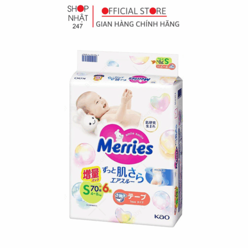 Bỉm Merries cộng miếng dán S70+6 Nội địa Nhật Bản