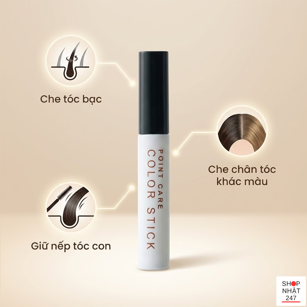 Bí Quyết "Nhuộm Tóc Bên Trong" Tại Nhà: Review Mascara Che Tóc Bạc Cogit Point Care Color Stick 6 Mascara che tóc bạc Cogit Point Care Color Stick màu Dark Brown