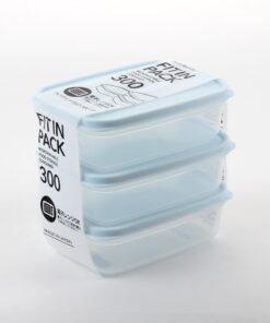 Bộ 3 hộp nhựa Sanada Fit in Pack 150ml màu trắng xếp chồng lên nhau