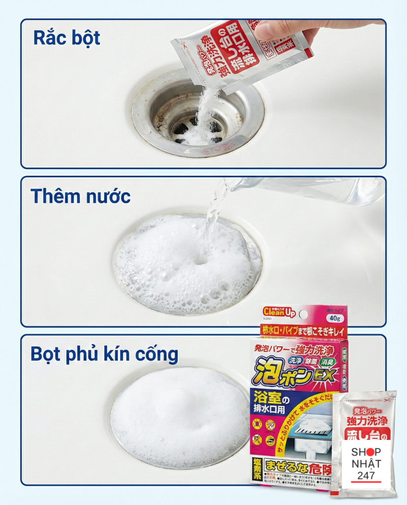 Đánh giá bột tạo bọt làm sạch cống Kokubo Có thực sự hiệu quả? 18 Cach khu mui hoi nha tam