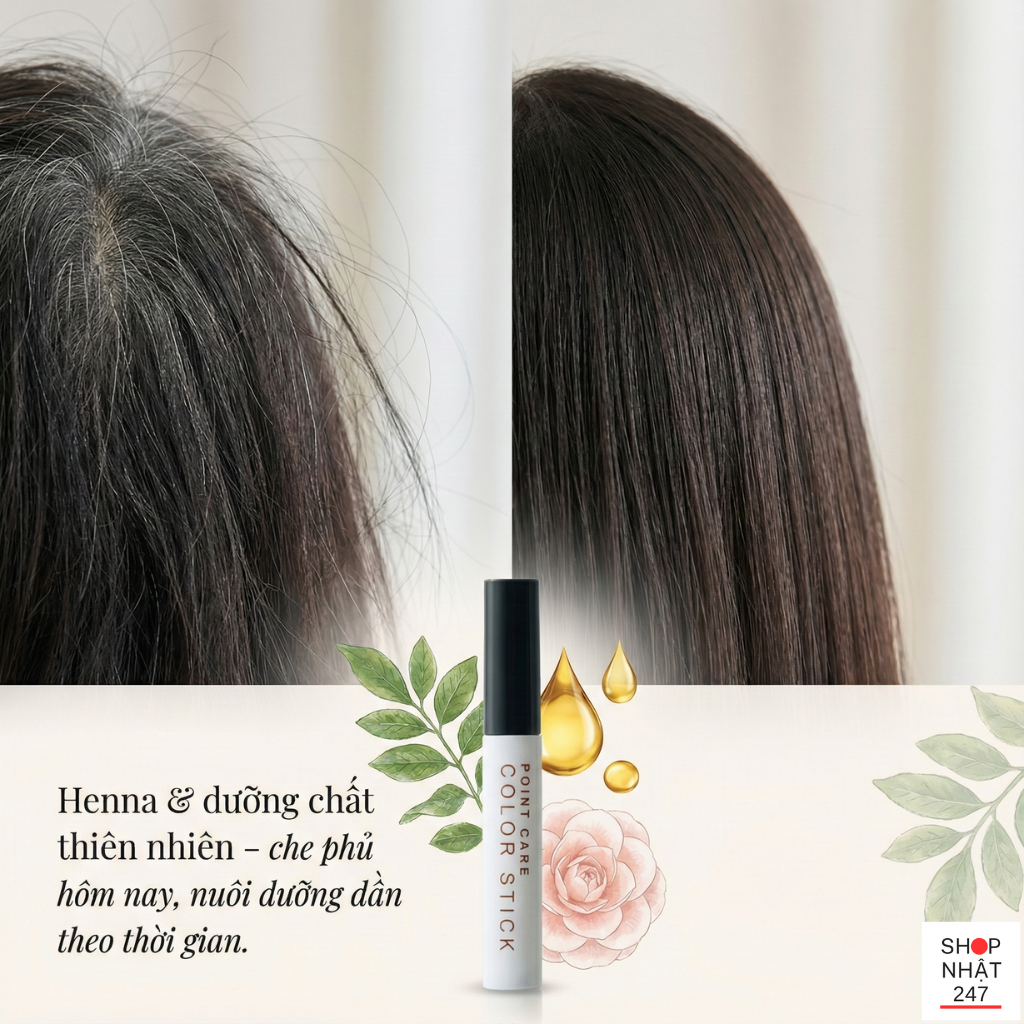 Bí Quyết "Nhuộm Tóc Bên Trong" Tại Nhà: Review Mascara Che Tóc Bạc Cogit Point Care Color Stick 7 Hiệu quả che phủ tóc bạc của Point Care Color Stick