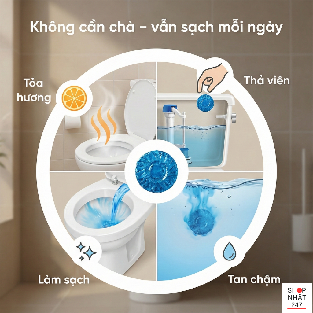 Review viên thả bồn cầu Nhật Bản Okazaki hương cam: Giải pháp vệ sinh gọn nhẹ cho nhà tắm bận rộn 8 Hướng dẫn sử dụng viên tẩy bồn cầu đúng cách