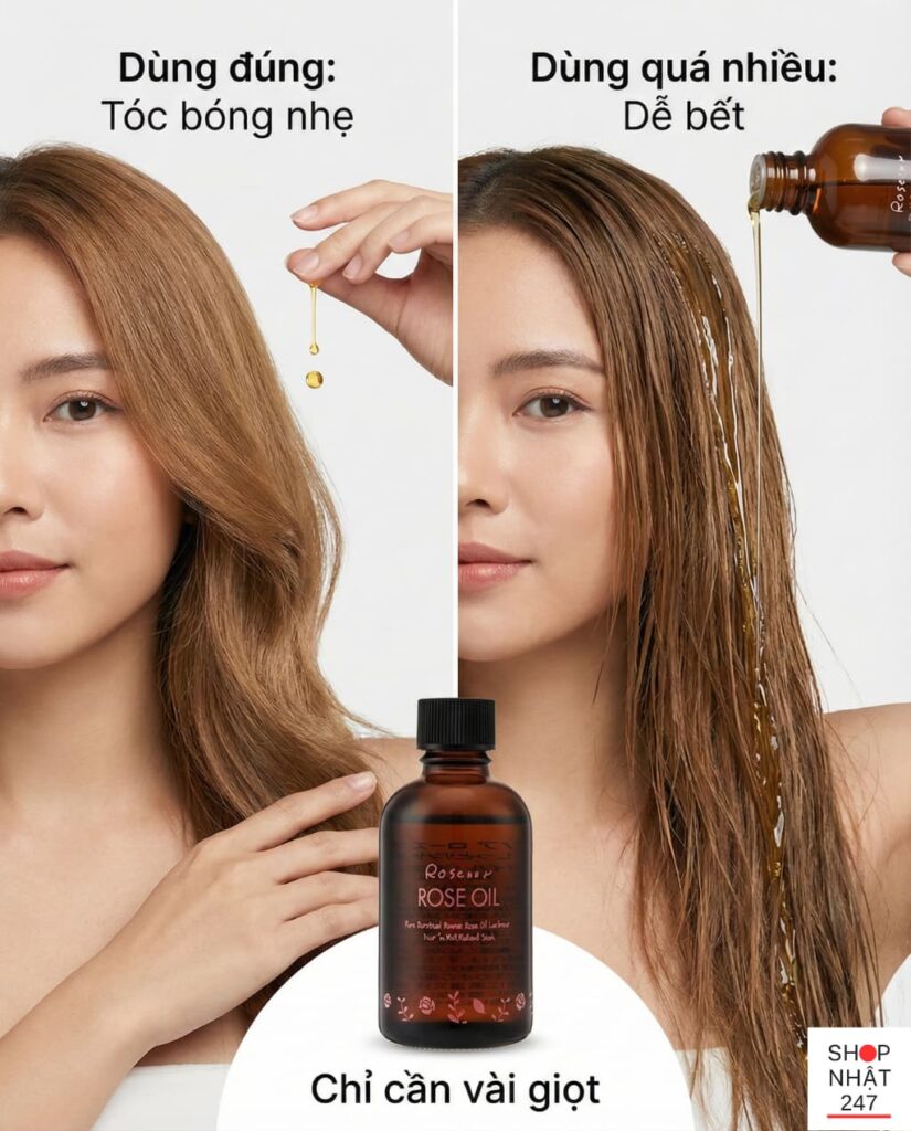 Routine dưỡng da ban đêm với dầu hoa hồng Trước và Sau hiệu quả rõ rệt