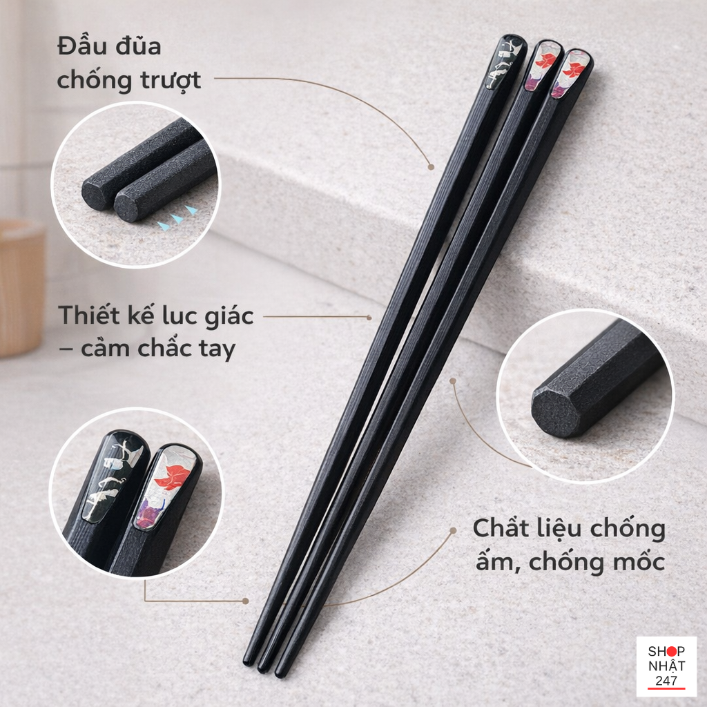 dùng đũa Kinbata chống trượt hiệu quả