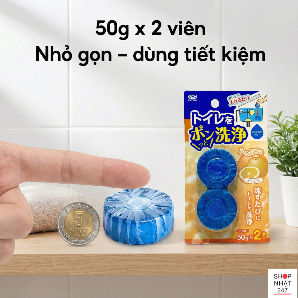 Review viên thả bồn cầu Nhật Bản Okazaki hương cam: Giải pháp vệ sinh gọn nhẹ cho nhà tắm bận rộn 6 viên thả bồn cầu Nhật Bản Okazaki
