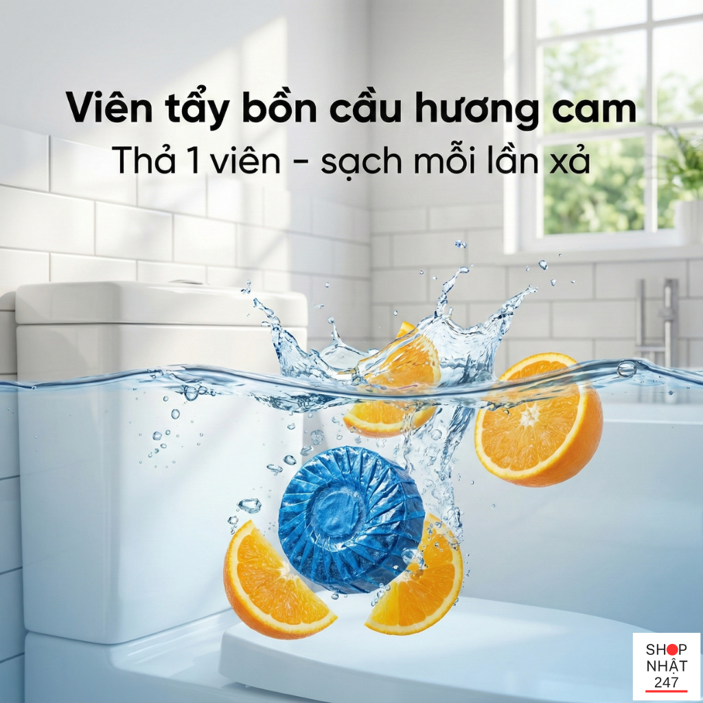 Review viên thả bồn cầu Nhật Bản Okazaki hương cam: Giải pháp vệ sinh gọn nhẹ cho nhà tắm bận rộn 5 viên thả bồn cầu thơm này không tạo mùi nồng gắt