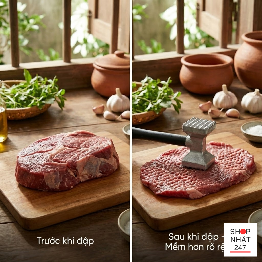 Cach lam mem thit bang dung cu dap toi va thit Echo Metal