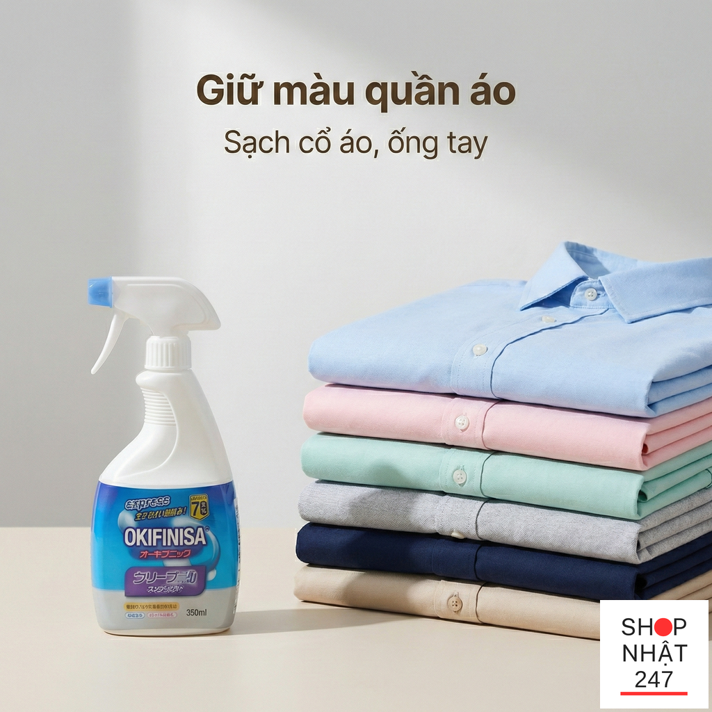Tẩy vết bẩn cổ áo “cứng đầu” có dễ hơn không? Review Pix Pro OXIFINISH xịt bọt Nhật 500mL 4 Chai xit tay vet ban ao dung de tay vet ban co ao truoc khi giat