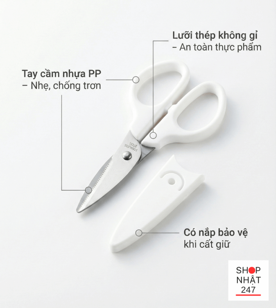 Review Kéo Nhà Bếp Nhật Bản Echo Metal: "Bảo Bối" Giúp Bé Tập Nấu Ăn An Toàn 6 Lưỡi kéo thép không gỉ an toàn cho trẻ em