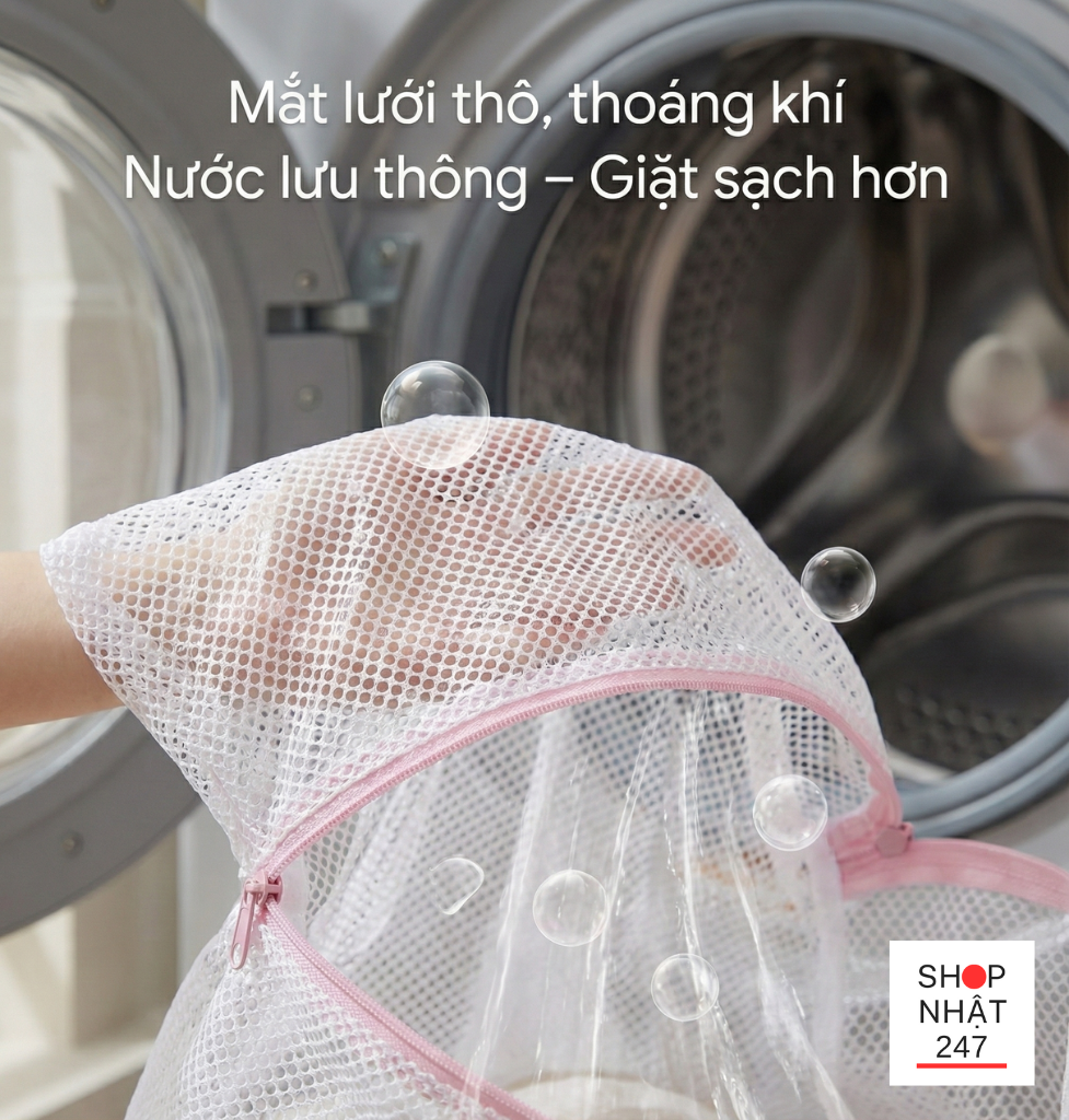 Review Túi Lưới Giặt Đồ Cỡ Đại Okazaki 60x60cm: "Vệ Sĩ" Cho Chăn Ga & Bí Quyết Giữ Máy Giặt Bền Bỉ 8 Mat luoi tho thoang khi cua tui giat Okazaki