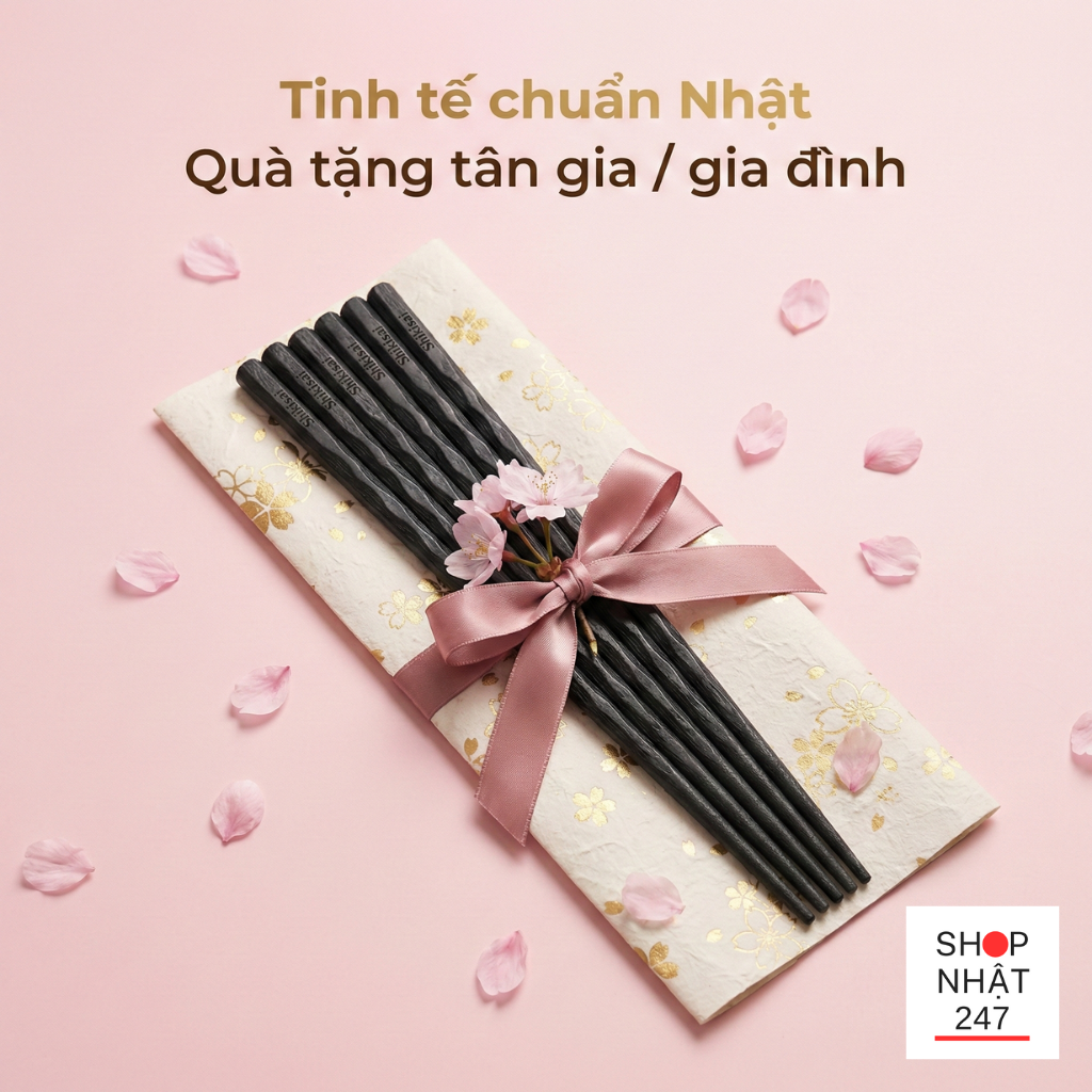 Review Đũa Nhật Shikisai Hoa Đào: "Khắc Tinh" Của Nấm Mốc Và Đồ Ăn Trơn Trượt? 5 Set 5 doi dua Nhat Shikisai hoa Dao cao cap