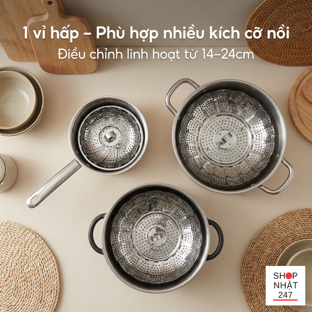 Vi hap inox Nhat Ban Minex Metal dieu chinh kich thuoc