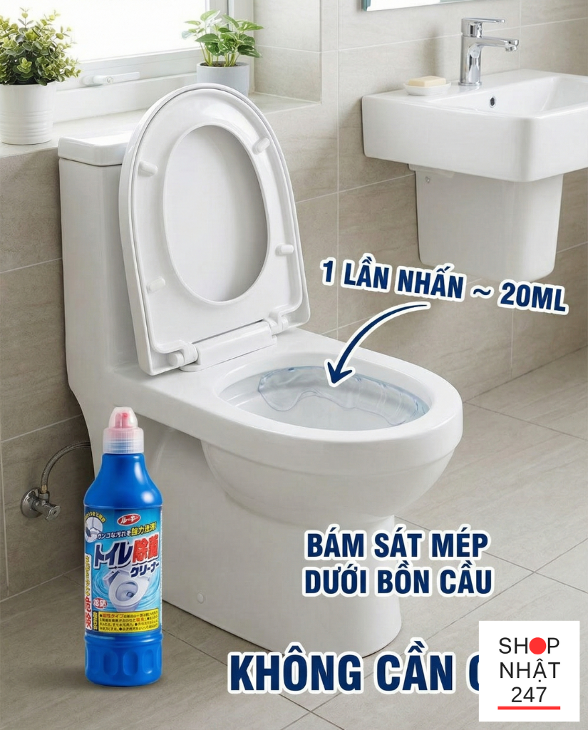 Review Nước Tẩy Bồn Cầu Rookie Nhật Bản: Đánh Bay Ố Vàng Cứng Đầu Có Thực Sự "Thần Thánh"? 5 chai nuoc tay bon cau Rookie 500ml mau xanh duong dat canh bon cau sach bong